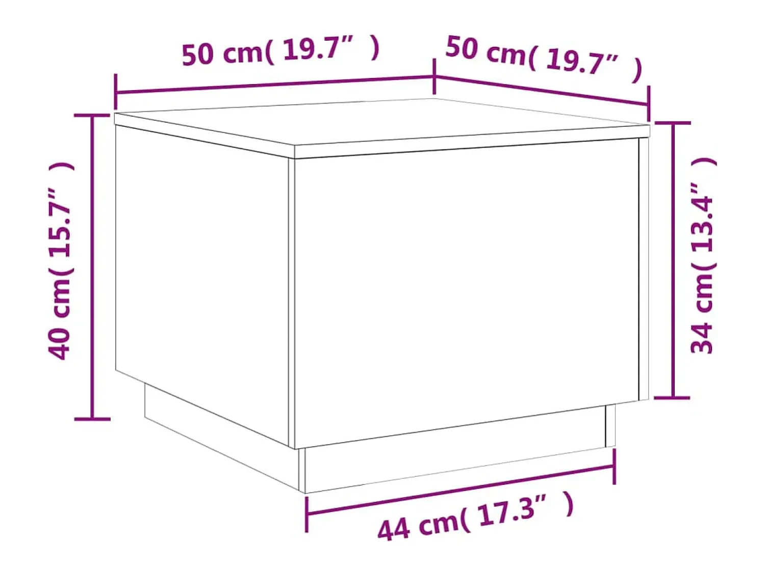 vidaxl Mesa de centro com luzes LED 50x50x40 cm^ Mesa De Centro