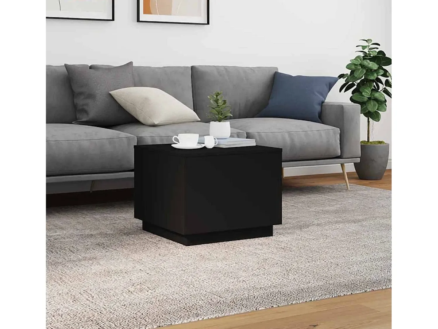 vidaxl Mesa de centro com luzes LED 50x50x40 cm^ Mesa De Centro