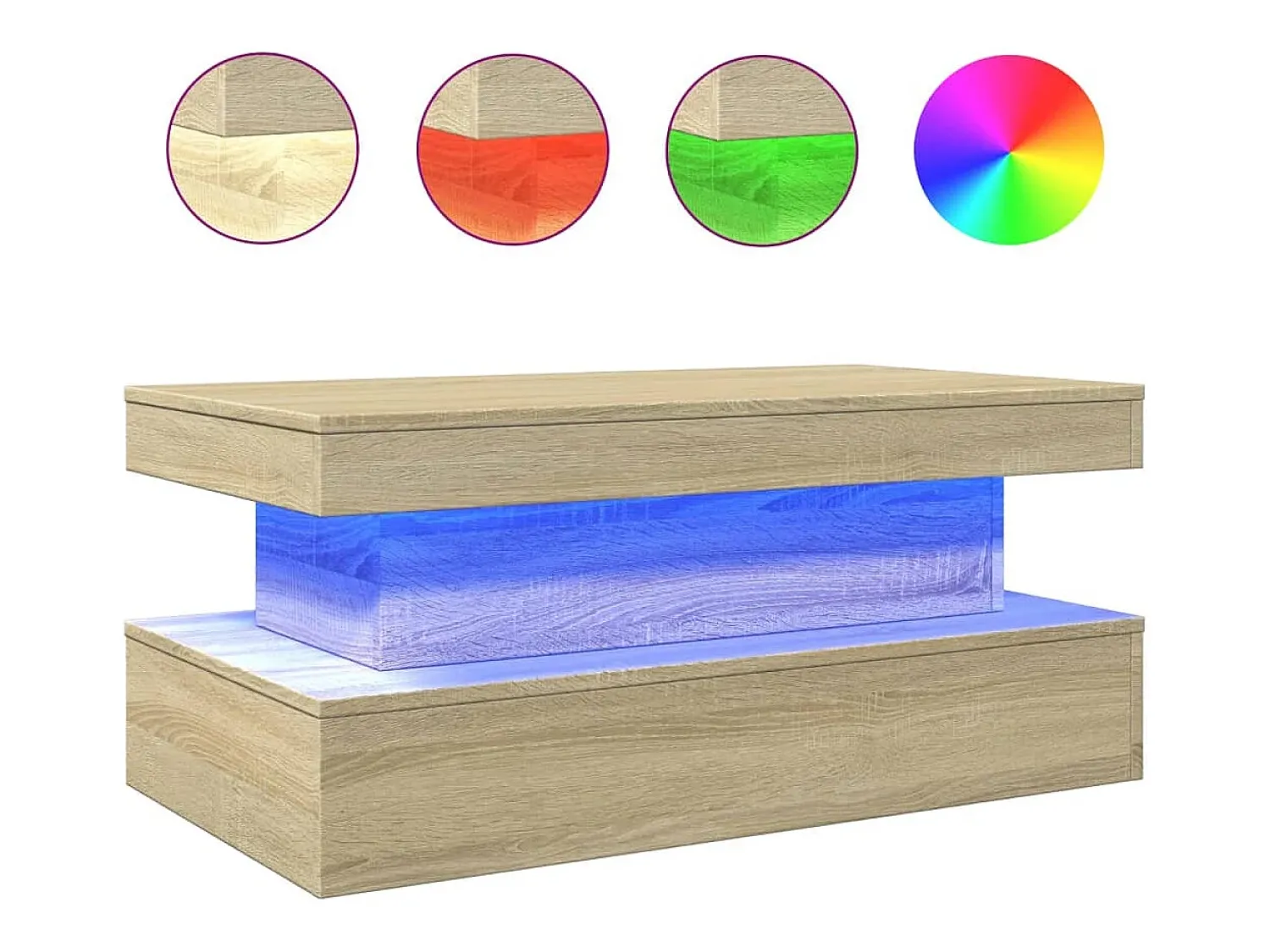 Online Mesa de centro com luzes LED 90x50x40 cm carvalho sonoma PT134819 Castanho