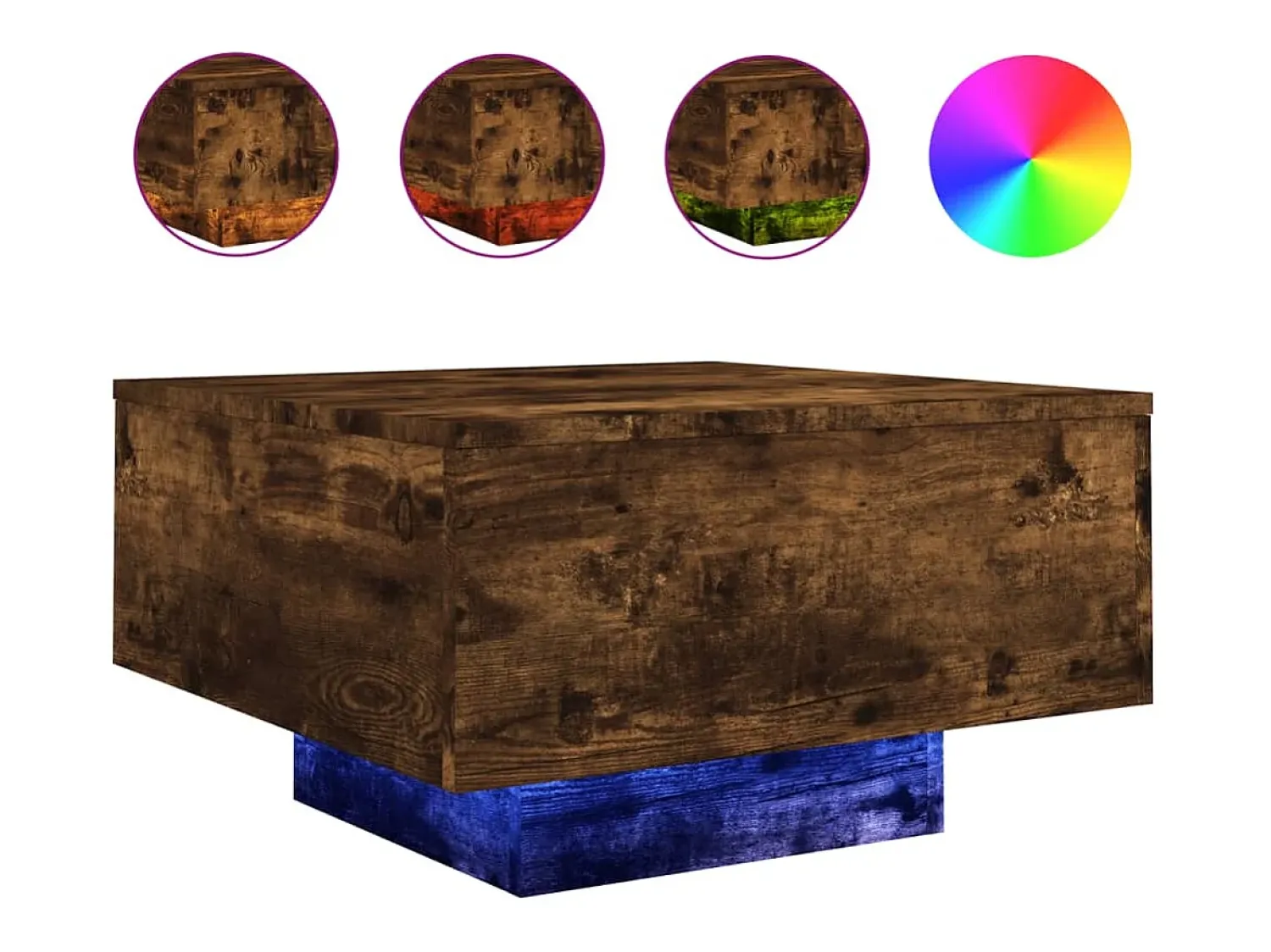 Best Mesa de centro com luzes LED 55x55x31 cm carvalho fumado PT337279 Castanho