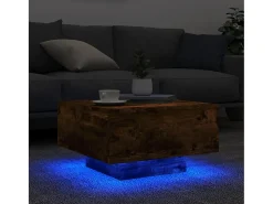 Best Mesa de centro com luzes LED 55x55x31 cm carvalho fumado PT337279 Castanho