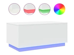 Mesa De Centro| Mesa de centro com luzes LED 90x50x40 cm PT665209 Branco