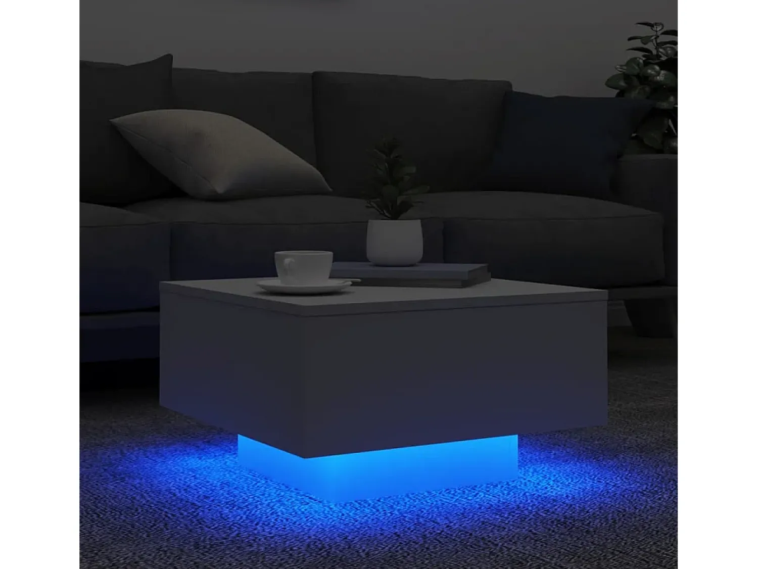vidaxl Mesa de centro com luzes LED 55x55x31 cm^ Mesa De Centro