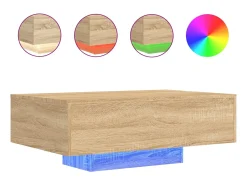 Mesa De Centro* Mesa de centro com luzes LED 85x55x31 cm carvalho sonoma PT461417 Castanho