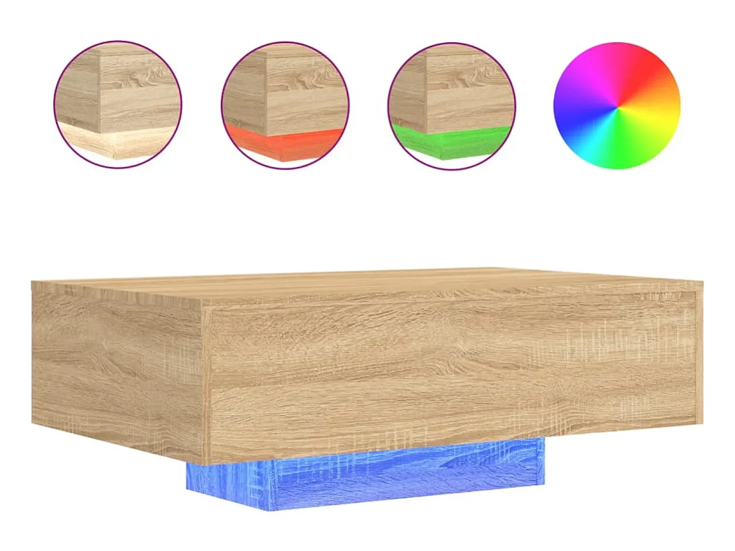 Mesa De Centro* Mesa de centro com luzes LED 85x55x31 cm carvalho sonoma PT461417 Castanho