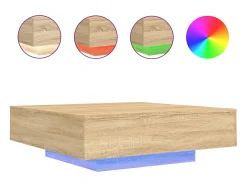 Mesa De Centro| Mesa de centro com luzes LED 100x100x31 cm carvalho sonoma PT773607 Castanho