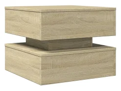 New Mesa de centro com luzes LED 50x50x40 cm carvalho sonoma PT423089 Castanho