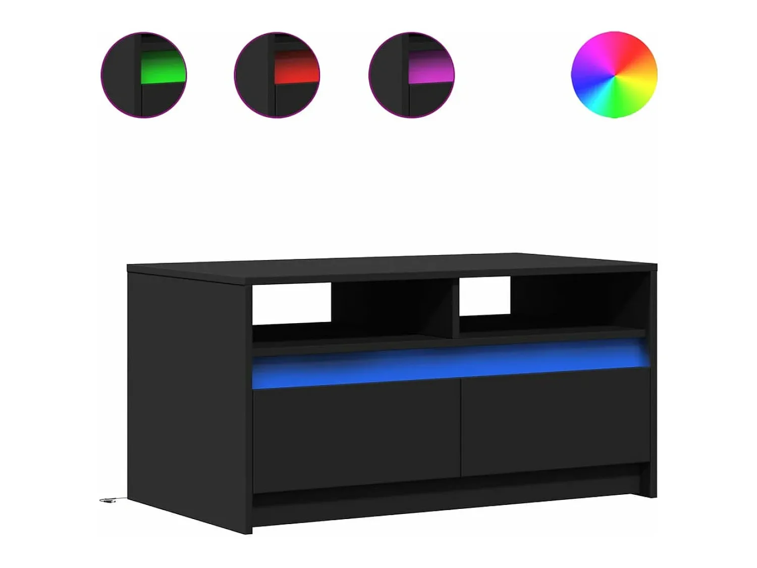 vidaxl Mesa de centro com luzes LED derivados de madeira^ Mesa De Centro
