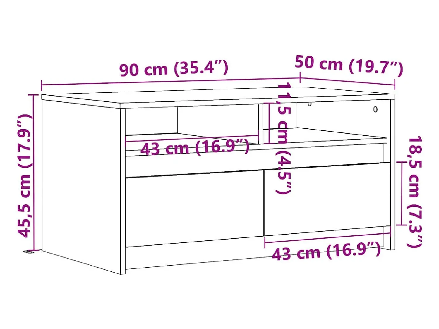 vidaxl Mesa de centro com luzes LED derivados de madeira^ Mesa De Centro