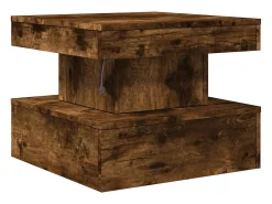 vidaxl Mesa de centro com luzes LED 50x50x40 cm carvalho fumado^ Mesa De Centro