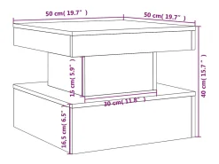 vidaxl Mesa de centro com luzes LED 50x50x40 cm carvalho fumado^ Mesa De Centro
