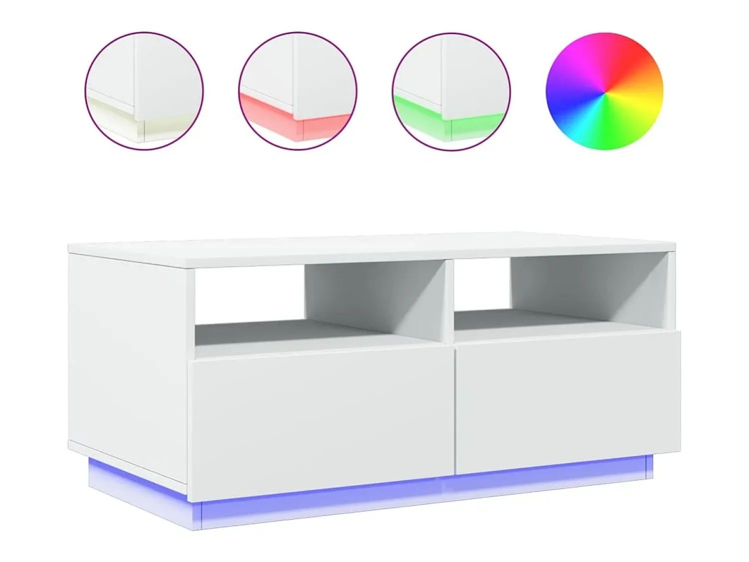 Mesa De Centro*vidaxl Mesa de centro com luzes LED 90x49x40 cm Branco