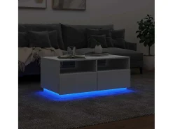 Mesa De Centro*vidaxl Mesa de centro com luzes LED 90x49x40 cm Branco