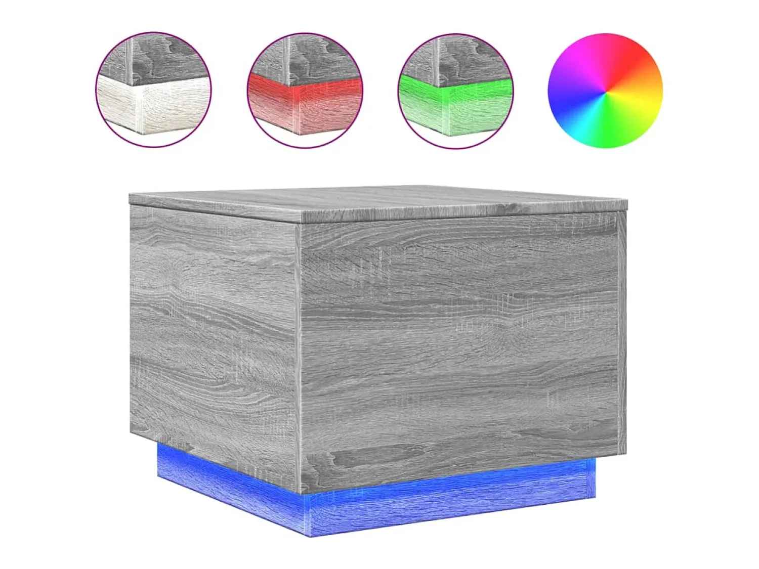 Mesa de centro com luzes LED 50x50x40 cm sonoma cinza-claro PT570175^ Mesa De Centro