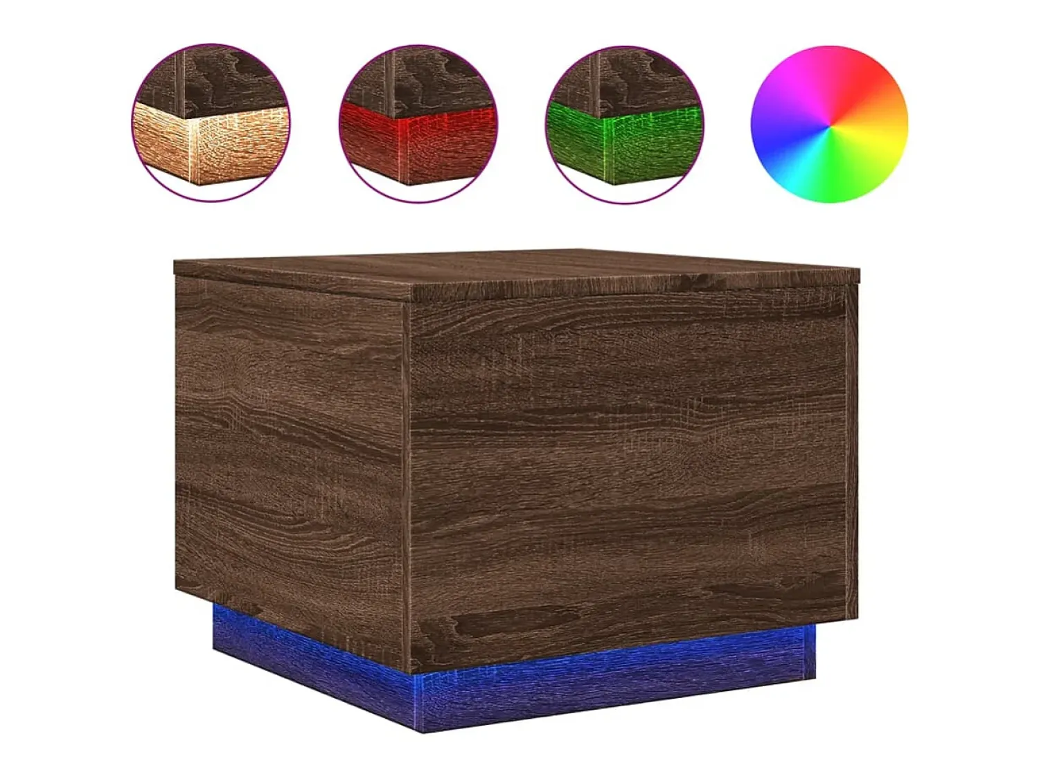 Mesa de centro com luzes LED 50x50x40 cm carvalho PT420226 Castanho