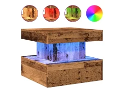 Clearance vidaxl Mesa de centro com luzes LED 50x50x40 cm madeira velha Castanho