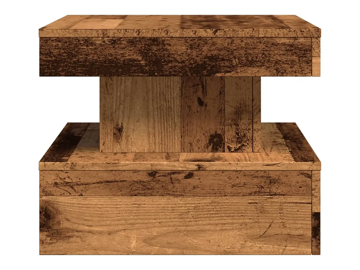 Clearance vidaxl Mesa de centro com luzes LED 50x50x40 cm madeira velha Castanho