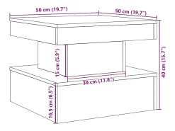 Clearance vidaxl Mesa de centro com luzes LED 50x50x40 cm madeira velha Castanho