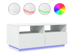 Mesa De Centro* Mesa de centro com luzes LED 90x49x40 cm PT189918 Branco