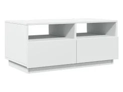 Mesa De Centro* Mesa de centro com luzes LED 90x49x40 cm PT189918 Branco