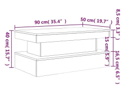 vidaxl Mesa de centro com luzes LED 90x50x40 cm carvalho sonoma^ Mesa De Centro