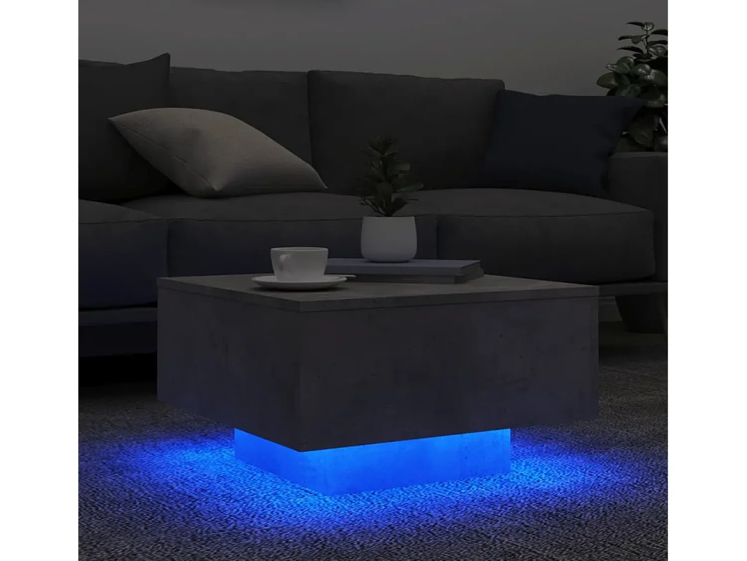 Mesa De Centro*vidaxl Mesa de centro com luzes LED 55x55x31 cm cimento Cinzento