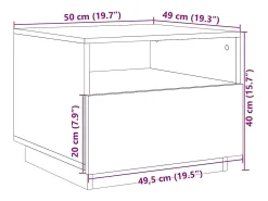 Mesa De Centro*vidaxl Mesa de centro com luzes LED 50x49x40 cm carvalho fumado Natural claro