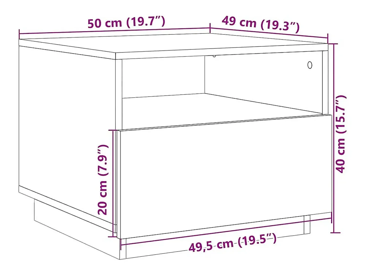 Mesa De Centro*vidaxl Mesa de centro com luzes LED 50x49x40 cm carvalho fumado Natural claro