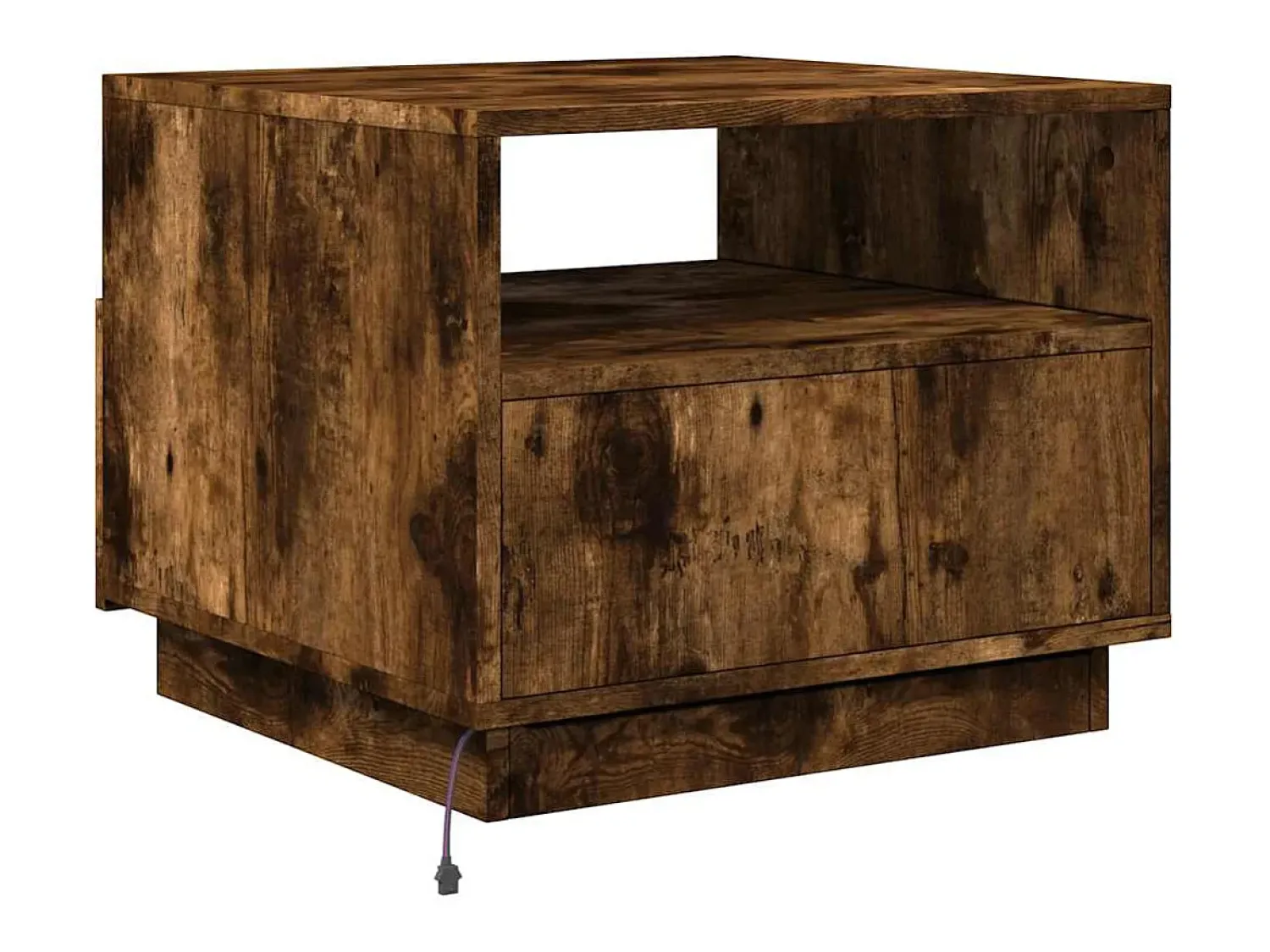 Mesa De Centro*vidaxl Mesa de centro com luzes LED 50x49x40 cm carvalho fumado Natural claro