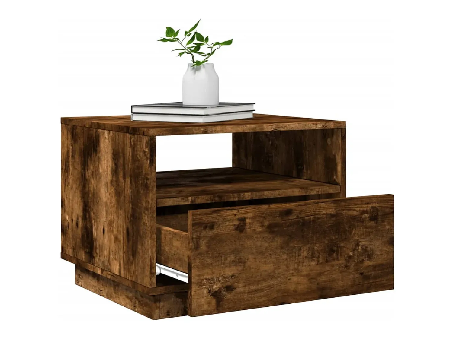 Mesa De Centro*vidaxl Mesa de centro com luzes LED 50x49x40 cm carvalho fumado Natural claro