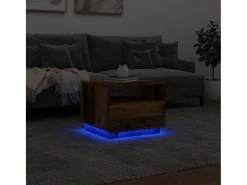 Mesa De Centro*vidaxl Mesa de centro com luzes LED 50x49x40 cm madeira velha Natural claro
