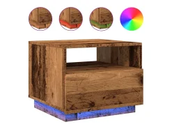 Mesa De Centro*vidaxl Mesa de centro com luzes LED 50x49x40 cm madeira velha Natural claro