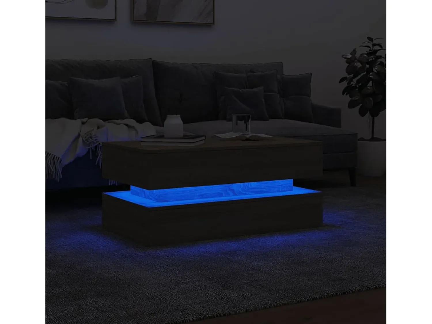 Mesa De Centro* Mesa de centro com luzes LED 90x50x40 cm carvalho sonoma PT927543 Castanho