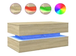 Mesa De Centro* Mesa de centro com luzes LED 90x50x40 cm carvalho sonoma PT927543 Castanho