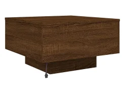 vidaxl Mesa de centro com luzes LED 55x55x31 cm carvalho castanho^ Mesa De Centro