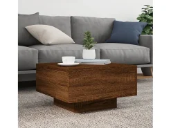 vidaxl Mesa de centro com luzes LED 55x55x31 cm carvalho castanho^ Mesa De Centro