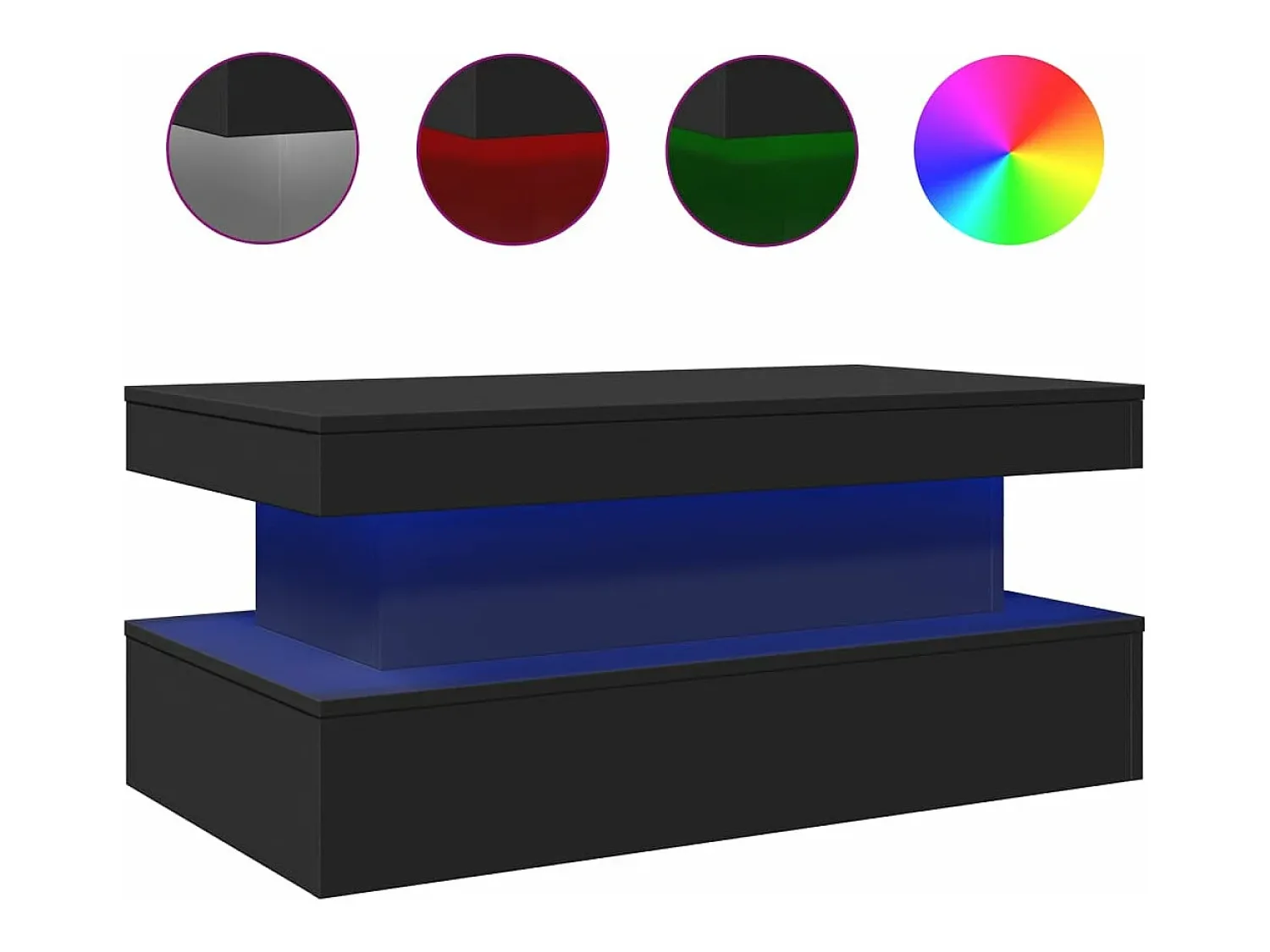 Mesa De Centro| Mesa de centro com luzes LED 90x50x40 cm PT618689 Preto