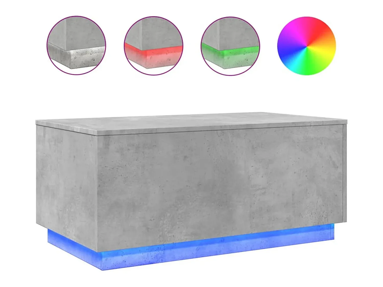 vidaxl Mesa de centro com luzes LED 90x50x40 cm cimento^ Mesa De Centro