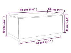 vidaxl Mesa de centro com luzes LED 90x50x40 cm cimento^ Mesa De Centro