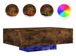 Mesa De Centro|vidaxl Mesa de centro com luzes LED 85x55x31 cm carvalho fumado Natural escuro