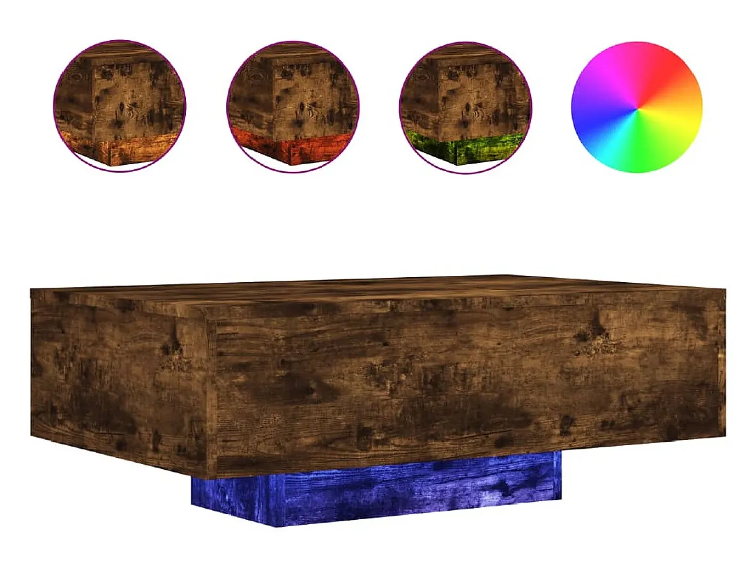 Mesa De Centro|vidaxl Mesa de centro com luzes LED 85x55x31 cm carvalho fumado Natural escuro