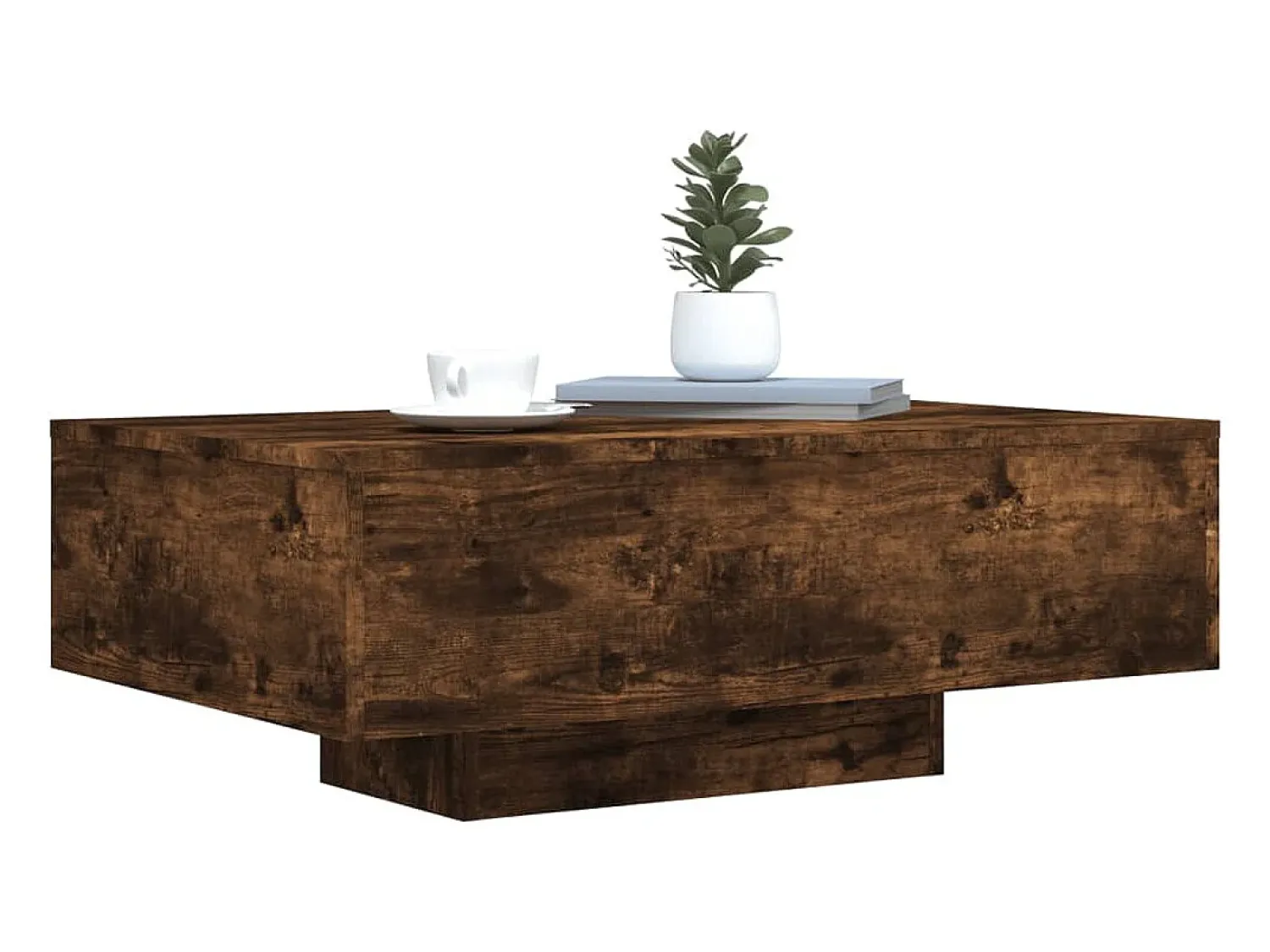 Mesa De Centro|vidaxl Mesa de centro com luzes LED 85x55x31 cm carvalho fumado Natural escuro