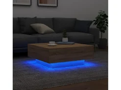 vidaxl Mesa de centro com luzes LED 80x80x31 cm carvalho sonoma^ Mesa De Centro