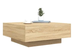vidaxl Mesa de centro com luzes LED 80x80x31 cm carvalho sonoma^ Mesa De Centro