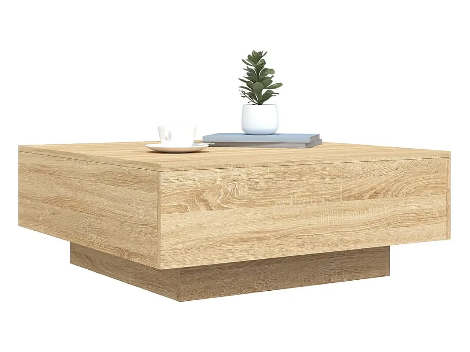 vidaxl Mesa de centro com luzes LED 80x80x31 cm carvalho sonoma^ Mesa De Centro