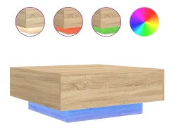 vidaxl Mesa de centro com luzes LED 80x80x31 cm carvalho sonoma^ Mesa De Centro