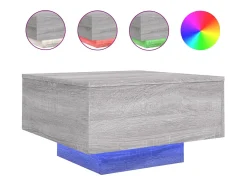 Mesa De Centro| Mesa de centro com luzes LED 55x55x31 cm sonoma PT356692 Cinzento