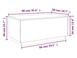 vidaxl Mesa de centro com luzes LED 90x50x40 cm^ Mesa De Centro