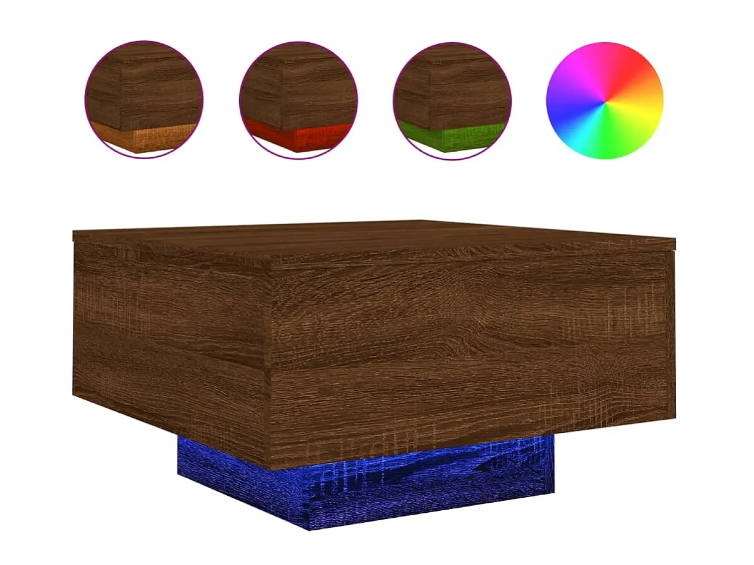 Mesa de centro com luzes LED 55x55x31 cm carvalho PT957507^ Mesa De Centro