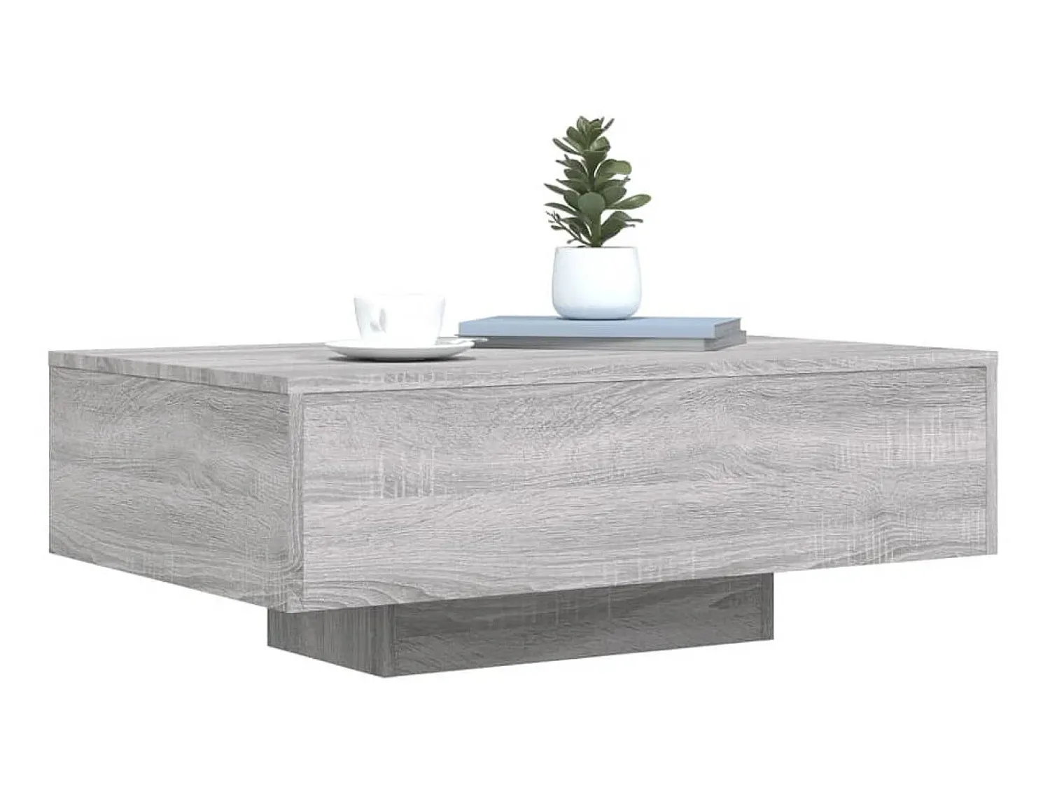 Mesa De Centro* Mesa de centro com luzes LED 85x55x31 cm sonoma PT188406 Cinzento